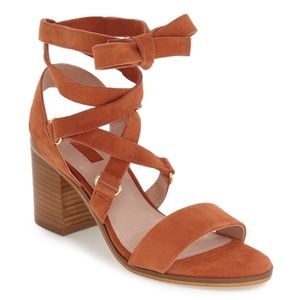 Topshop Nadra Suede Block Heeled Lace Up Sandals